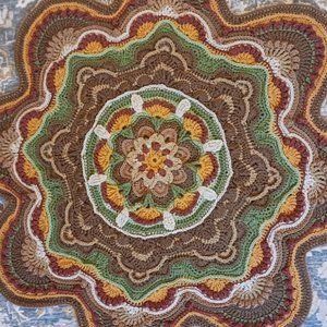 44" Mandala Lap Throw, Crochet Baby Blanket, Area Rug, Crib Blanket